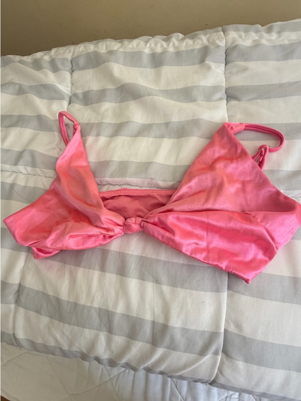 ASOS Pink Satin Knot Bikini Top | Size US 8 (M) | Chic Resort Style - Picture 2 of 4